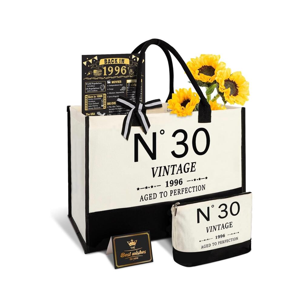 1995 30th Birthday Gifts for Women Canvas Tote Bag Travel Gear New